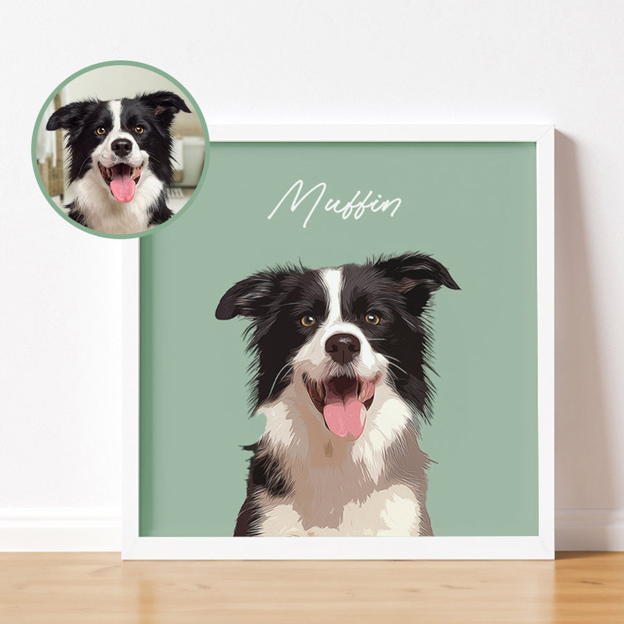 Super Adorable Customized Pet Cartoon Square Frame Poster - Gift For Dog Lovers