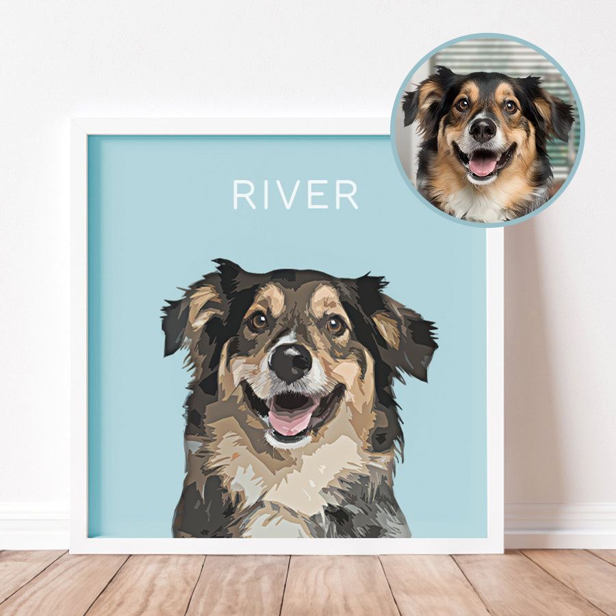 Super Cute Personalized Cat Portrait Square Frame Poster - Gift For Pet Lovers