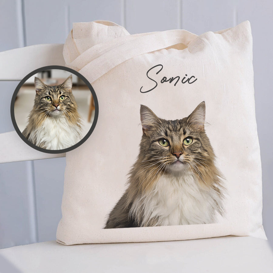 Personalized Colorful Pet Portrait Tote Bag - Gift for Pet Lovers