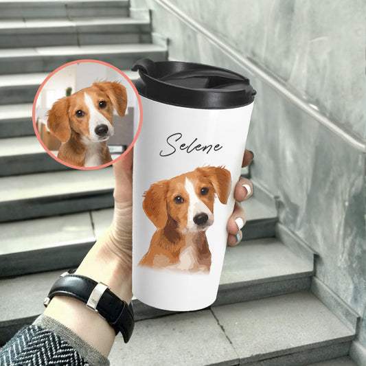 Personalized Impressive Pet Portrait Flip-top Lid Tumbler - Gift For Pet Lovers