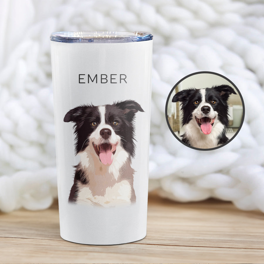Personalized Adorable Pet Portrait Push-on Lid Tumbler - Gift For Pet Lovers