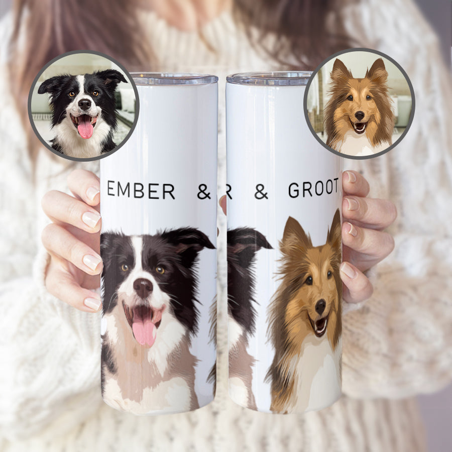 Personalized Adorable Pet Portrait Tumbler with Straw - Gift for Pet Lovers