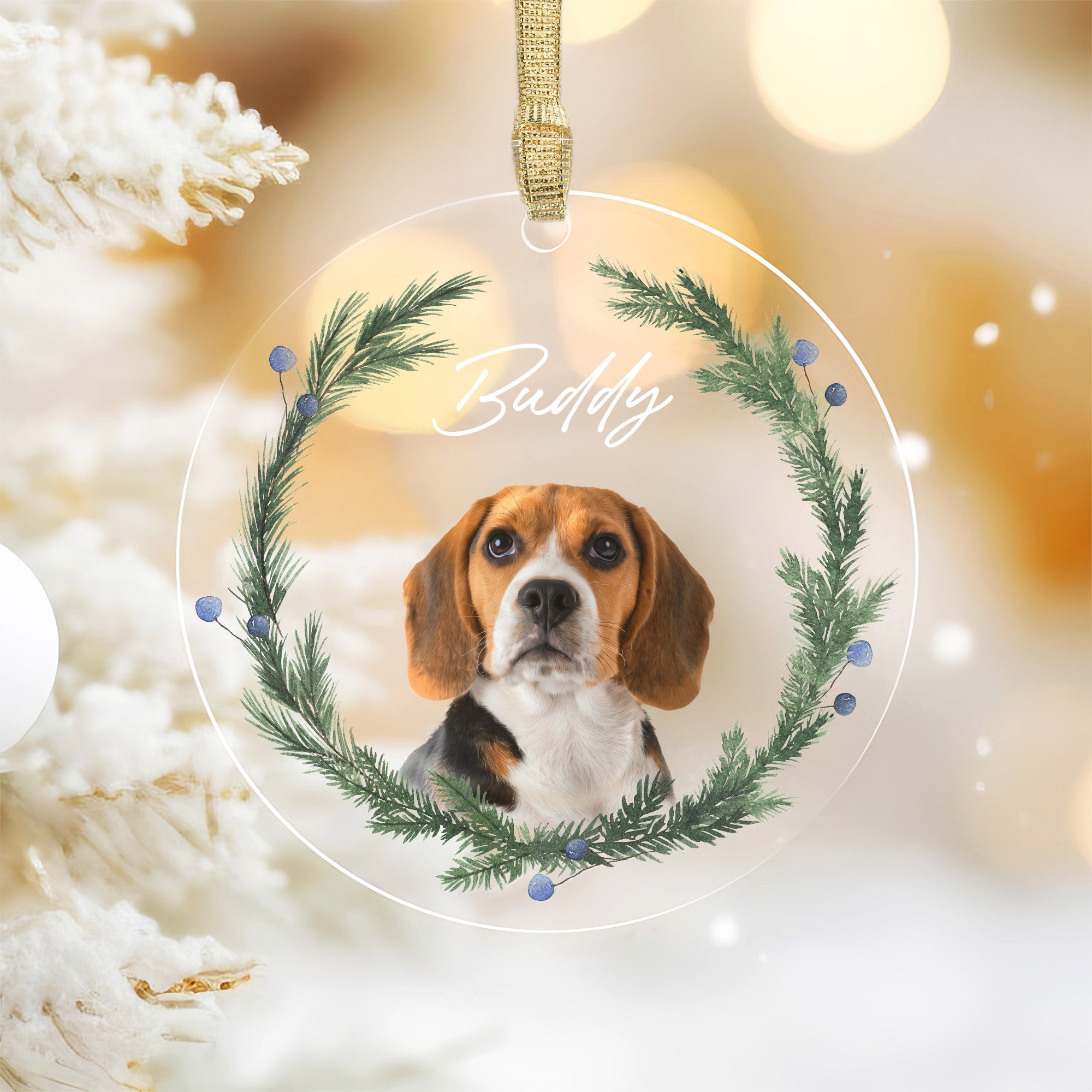 Custom Adorable Pet Photo, Personalized One-Side Printed Acrylic Ornament - Christmas Gift For Pet Lovers