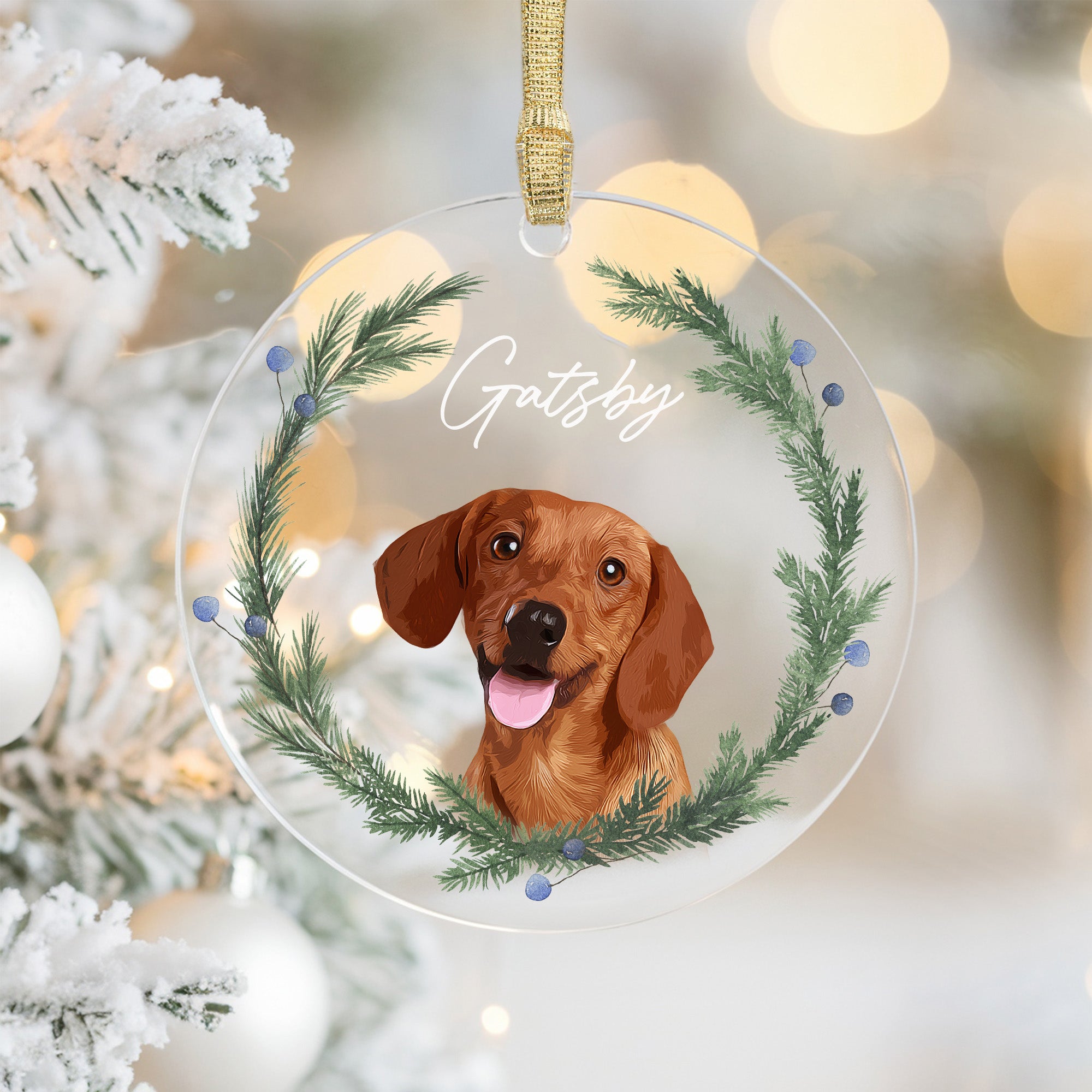 Custom Super Cute Pet Photo, Personalized One-Side Printed Acrylic Ornament - Christmas Gift For Pet Lovers