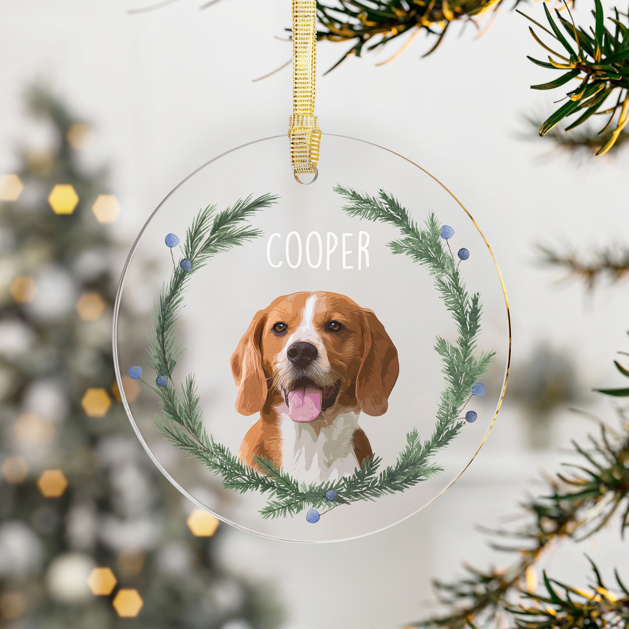 Custom Super Cute Pet Photo, Personalized One-Side Printed Acrylic Ornament - Christmas Gift For Pet Lovers