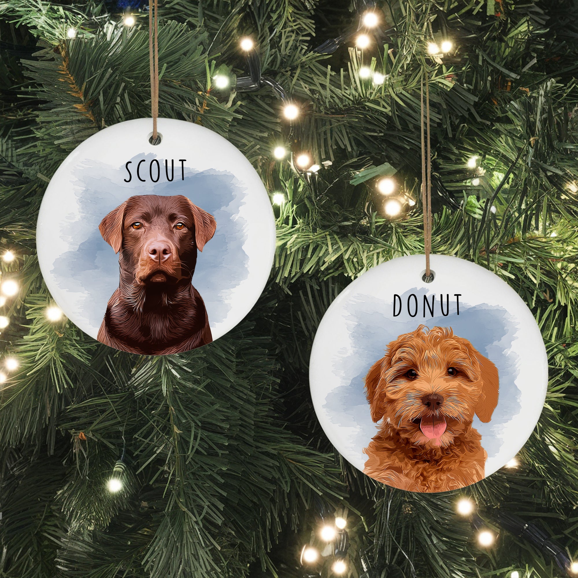 Pet Memorial Custom Photo, Personalized Double-Side Printed Ceramic Ornament - Christmas Gift For Pet Lovers