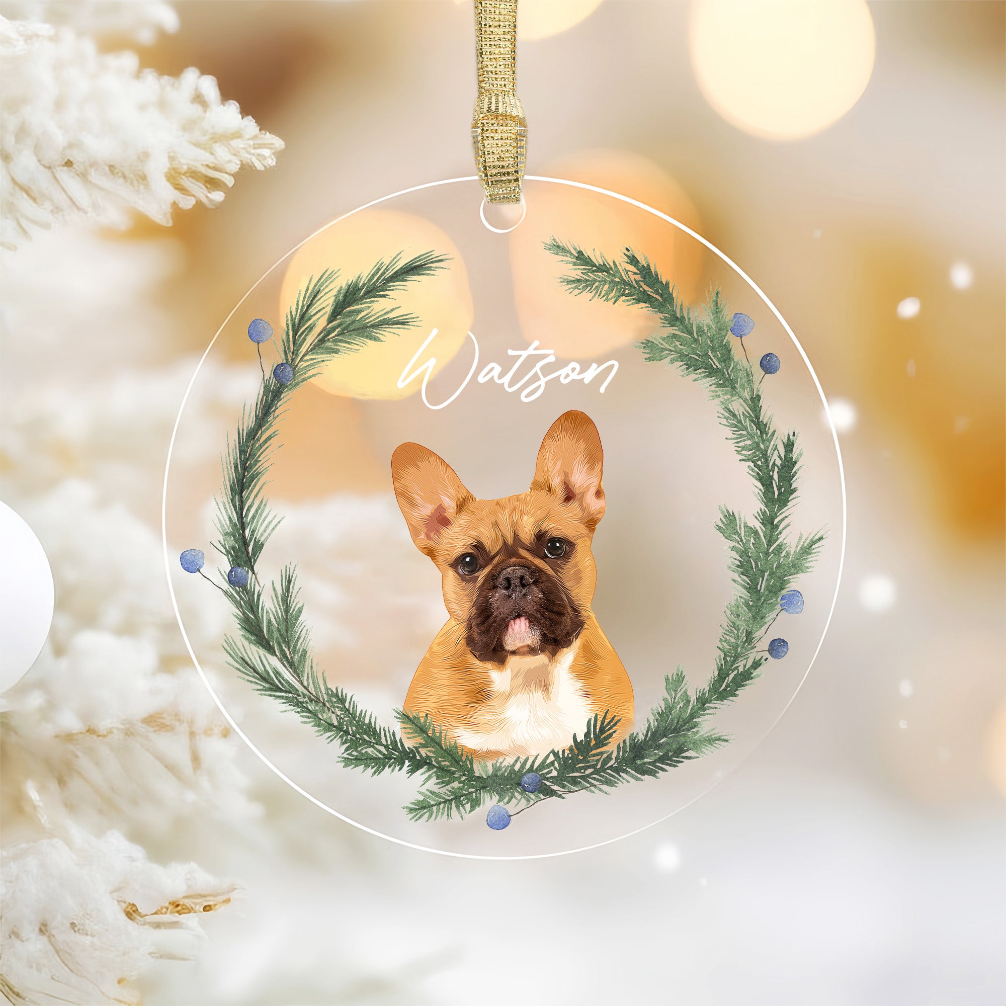 Custom Super Cute Pet Photo, Personalized One-Side Printed Acrylic Ornament - Christmas Gift For Pet Lovers
