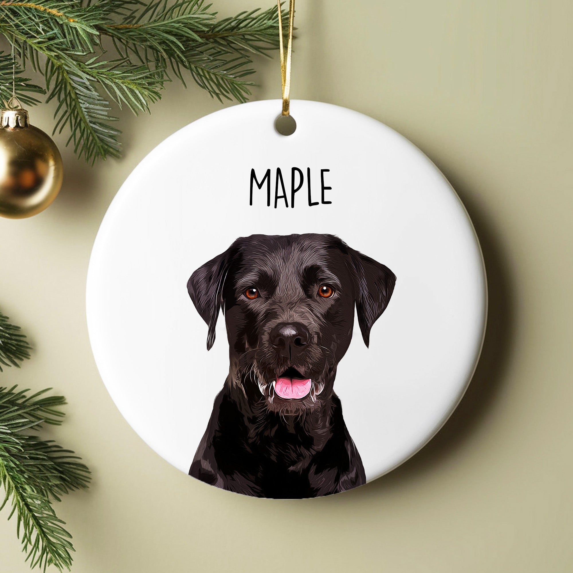 Custom Super Cute Pet Photo, Personalized One-Side Printed Ceramic Ornament - Christmas Gift For Pet Lovers