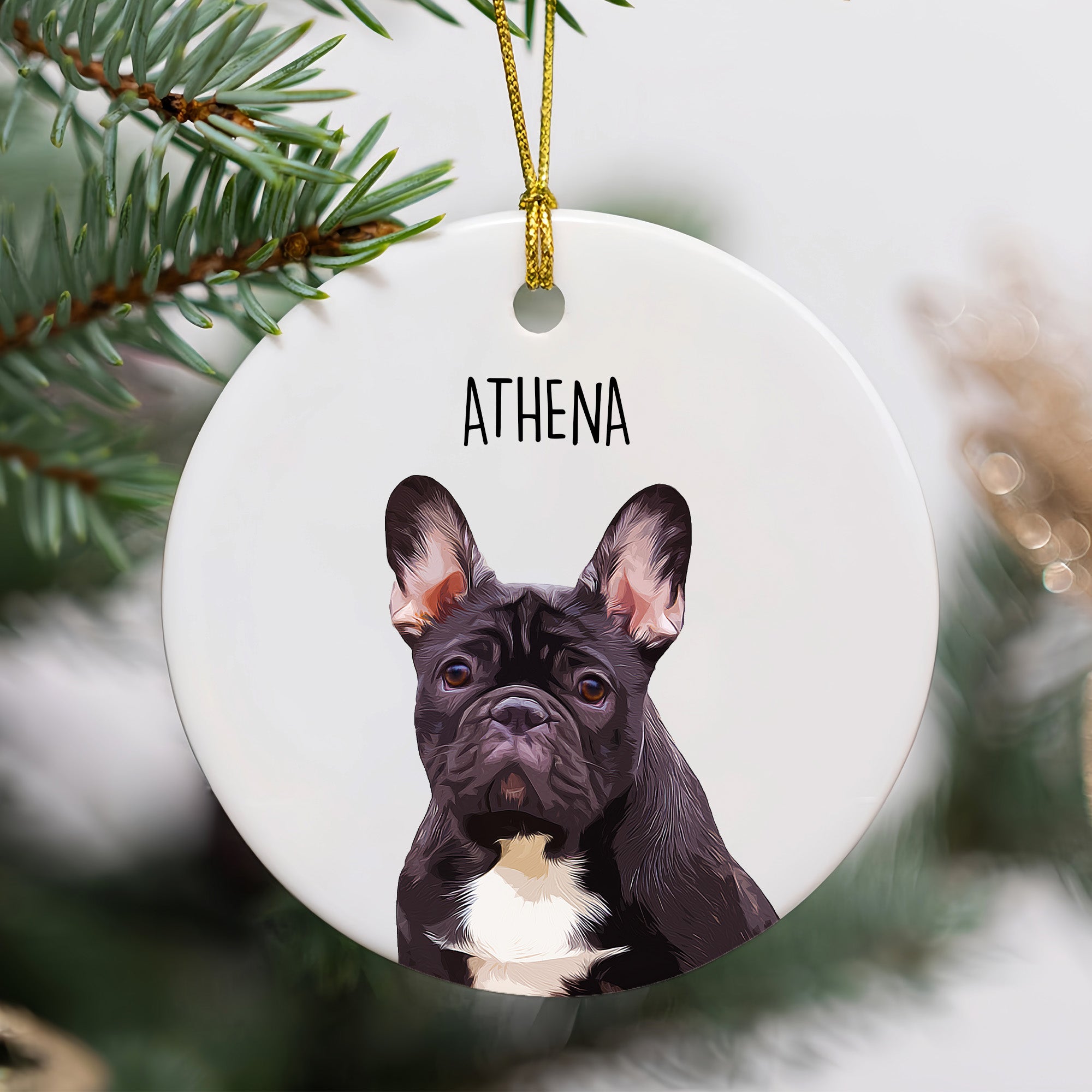 Custom Super Cute Pet Photo, Personalized One-Side Printed Ceramic Ornament - Christmas Gift For Pet Lovers