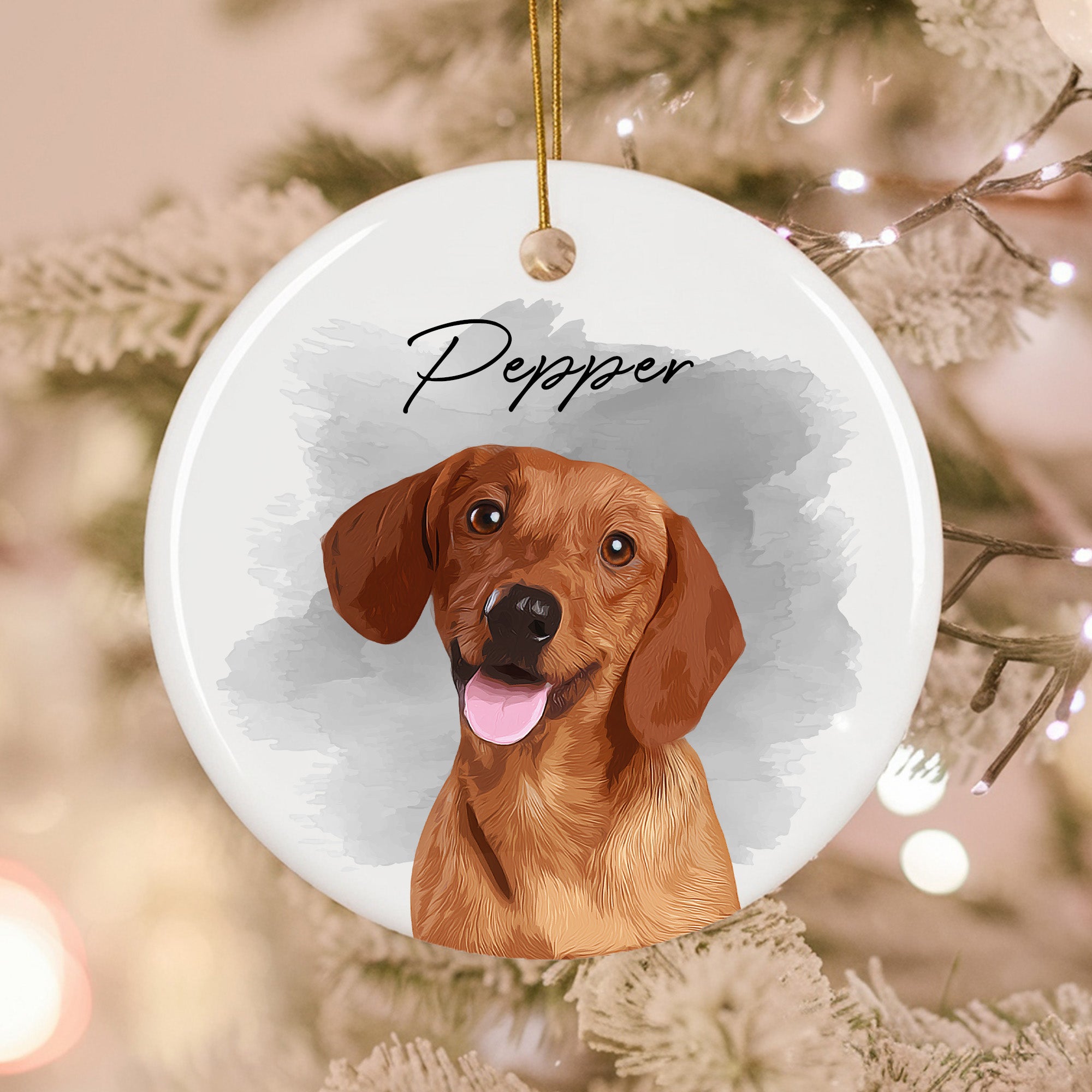 Pet Memorial Custom Photo, Personalized Double-Side Printed Ceramic Ornament - Christmas Gift For Pet Lovers