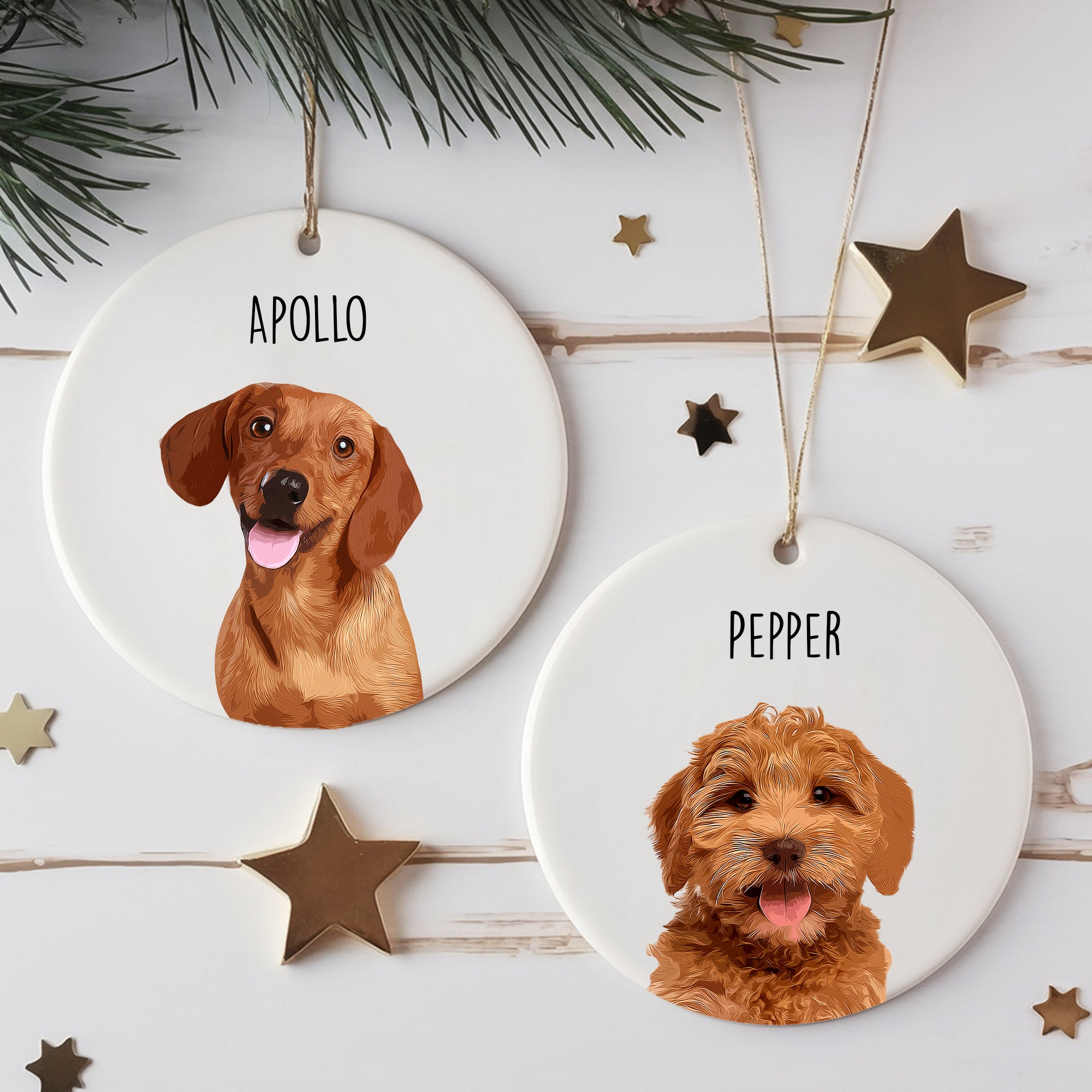 Custom Super Cute Pet Photo, Personalized Double-Side Printed Ceramic Ornament - Christmas Gift For Pet Lovers