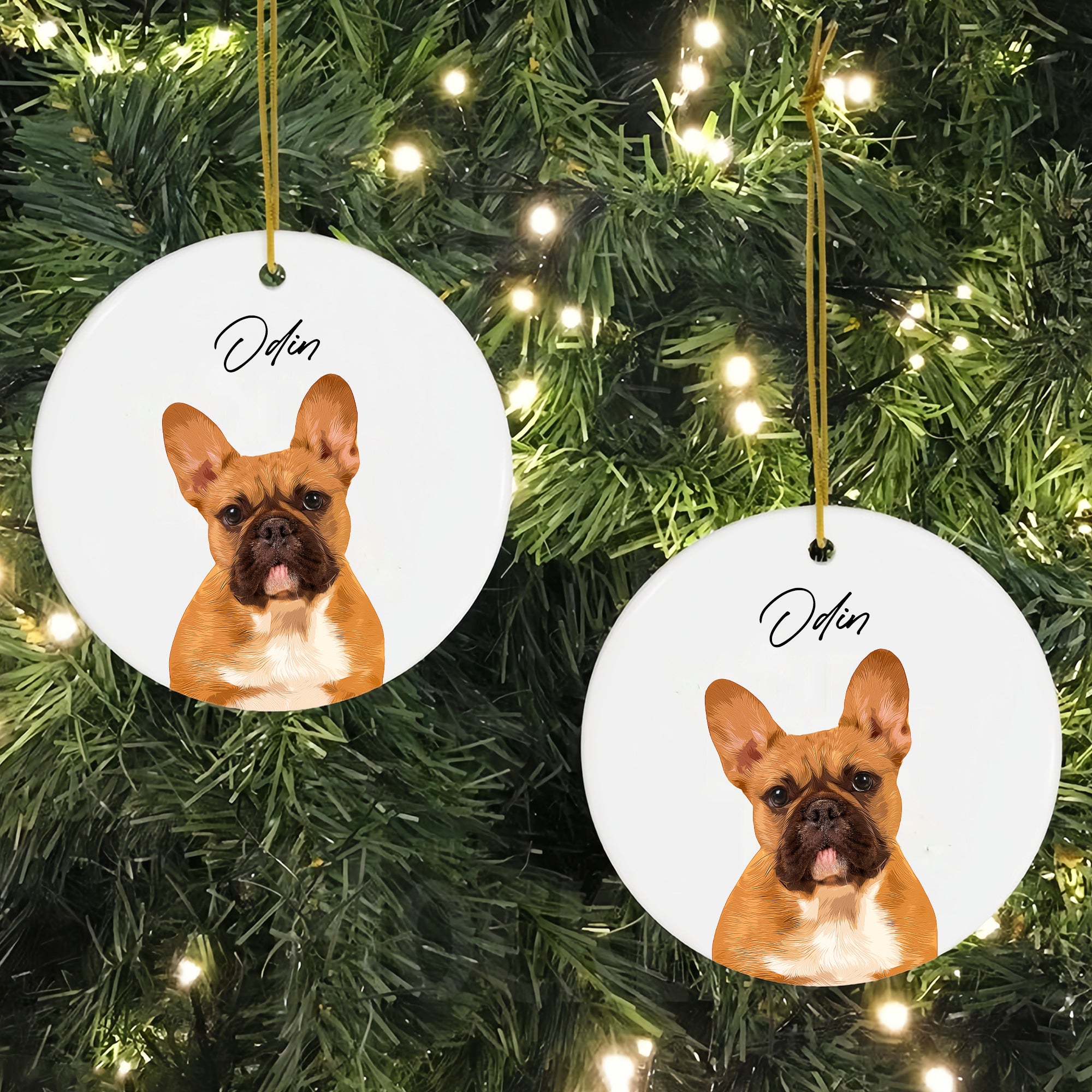 Custom Super Cute Pet Photo, Personalized Double-Side Printed Ceramic Ornament - Christmas Gift For Pet Lovers