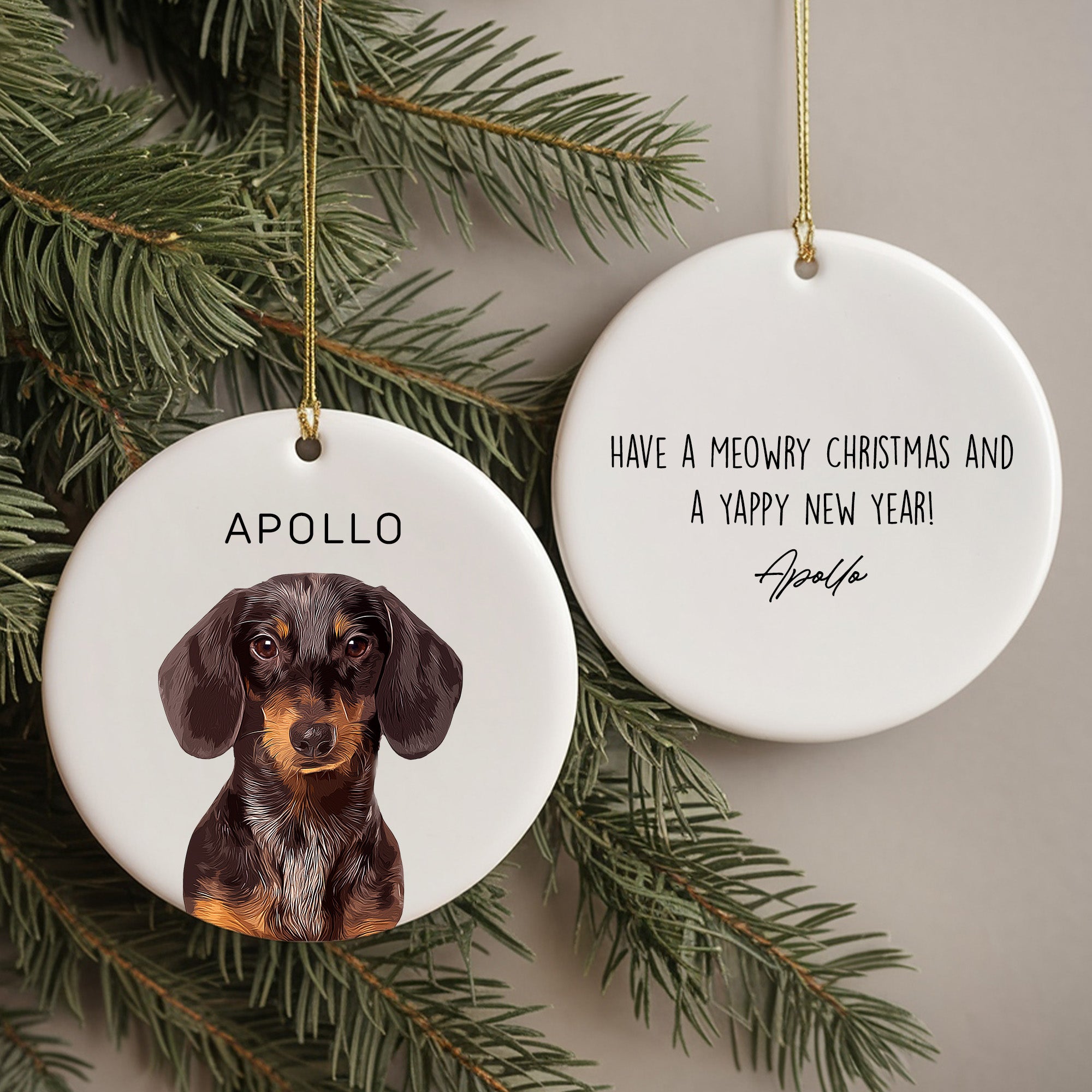 Custom Super Cute Pet Photo, Personalized Double-Side Printed Ceramic Ornament - Christmas Gift For Pet Lovers