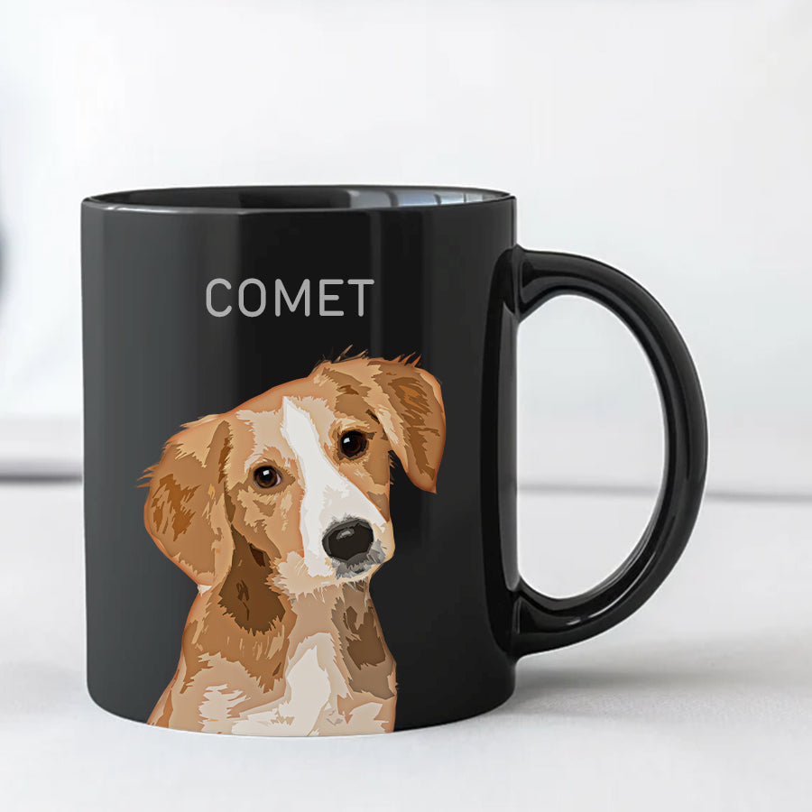 Personalized Super Cute Pet Portrait Black Mug - Gift For Pet Lovers