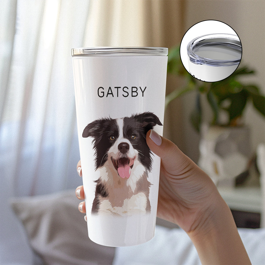 Personalized Minimal Sketch Pet Portrait Push-on Lid Tumbler - Gift For Pet Lovers