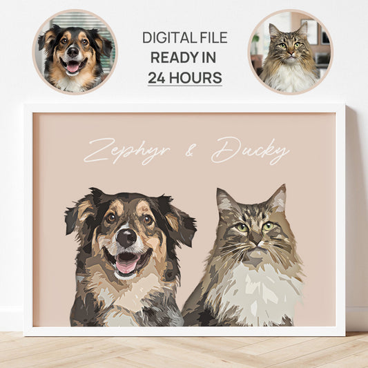 Super Cute Customized Pet Cartoon Horizontal Frame Poster - Gift For Dog Lovers