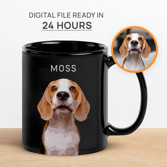 Personalized Adorable Pet Portrait Black Mug - Gift For Pet Lovers