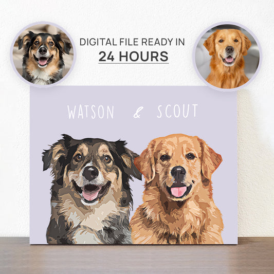 Funny Personalized Dog Portrait Cartoon Horizontal Canvas - Gift For Pet Lovers