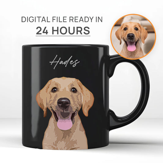Personalized Super Cute Pet Portrait Black Mug - Gift For Pet Lovers