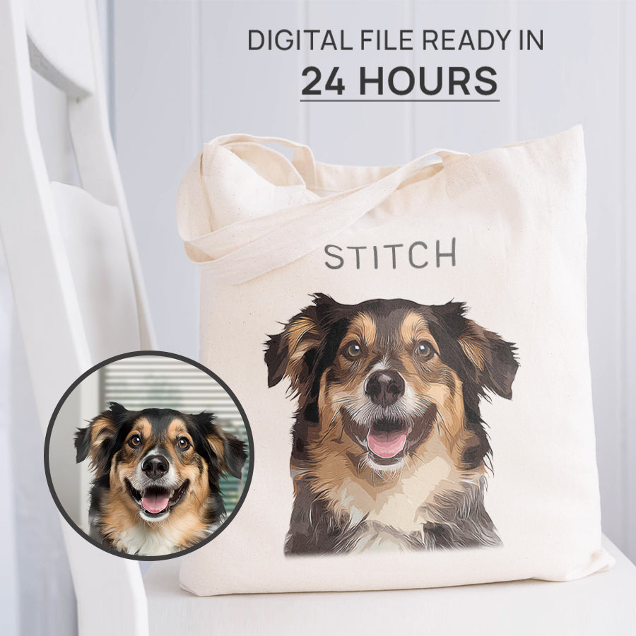 Personalized Adorable Pet Portrait Tote Bag - Gift for Pet Lovers