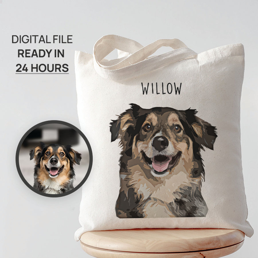 Personalized Super Cute Pet Portrait Tote Bag - Gift for Pet Lovers