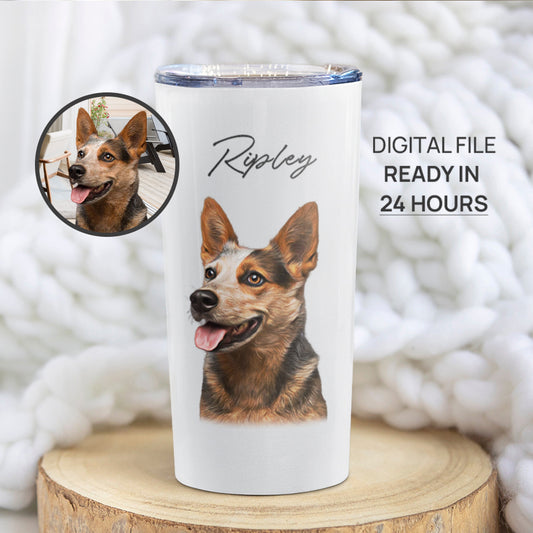 Personalized Colorful Pet Portrait Push-on Lid Tumbler - Gift For Pet Lovers