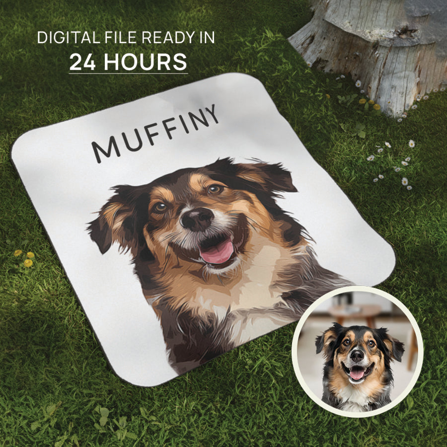 Funny Custom Dog Cartoon Picnic Blanket - Gift For Bestie