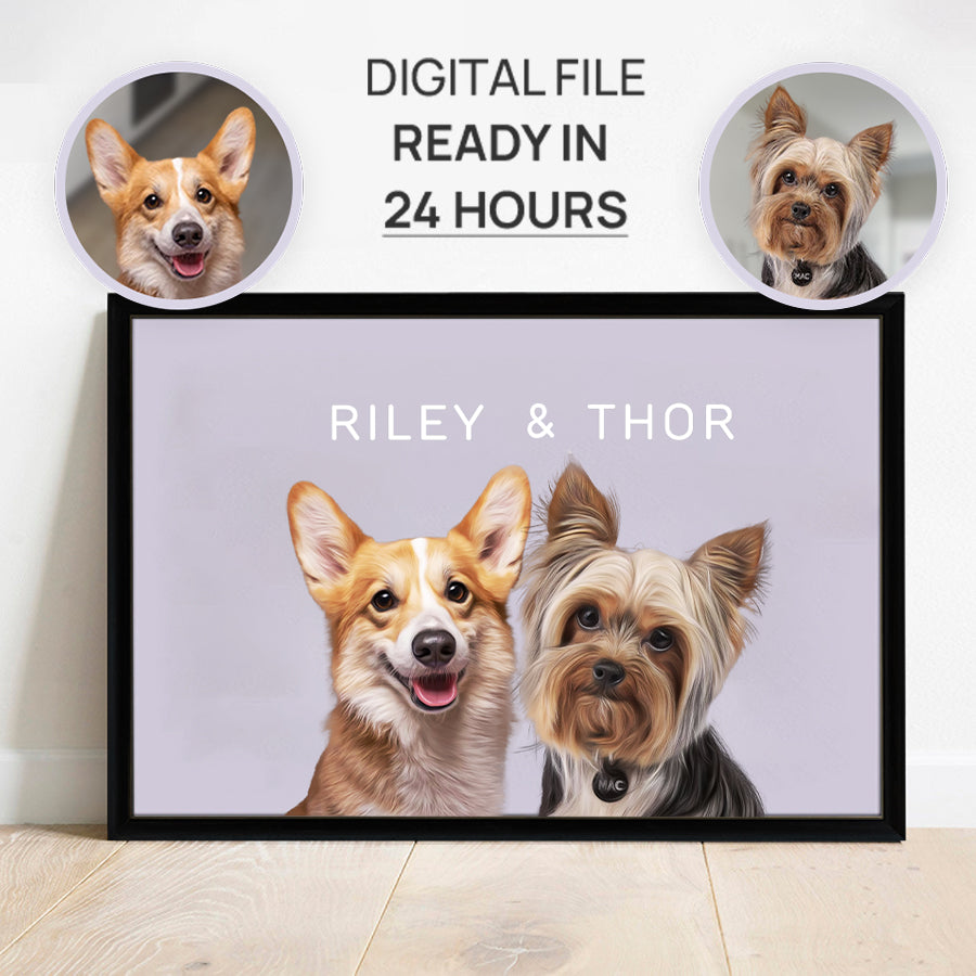 Lovely Personalized Pet Portrait Horizontal Frame Canvas - Gift for Friends
