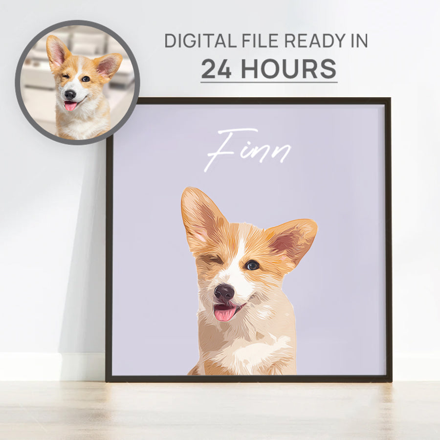 Funny Personalized Pet Cartoon Square Frame Canvas - Gift for Dog Lovers
