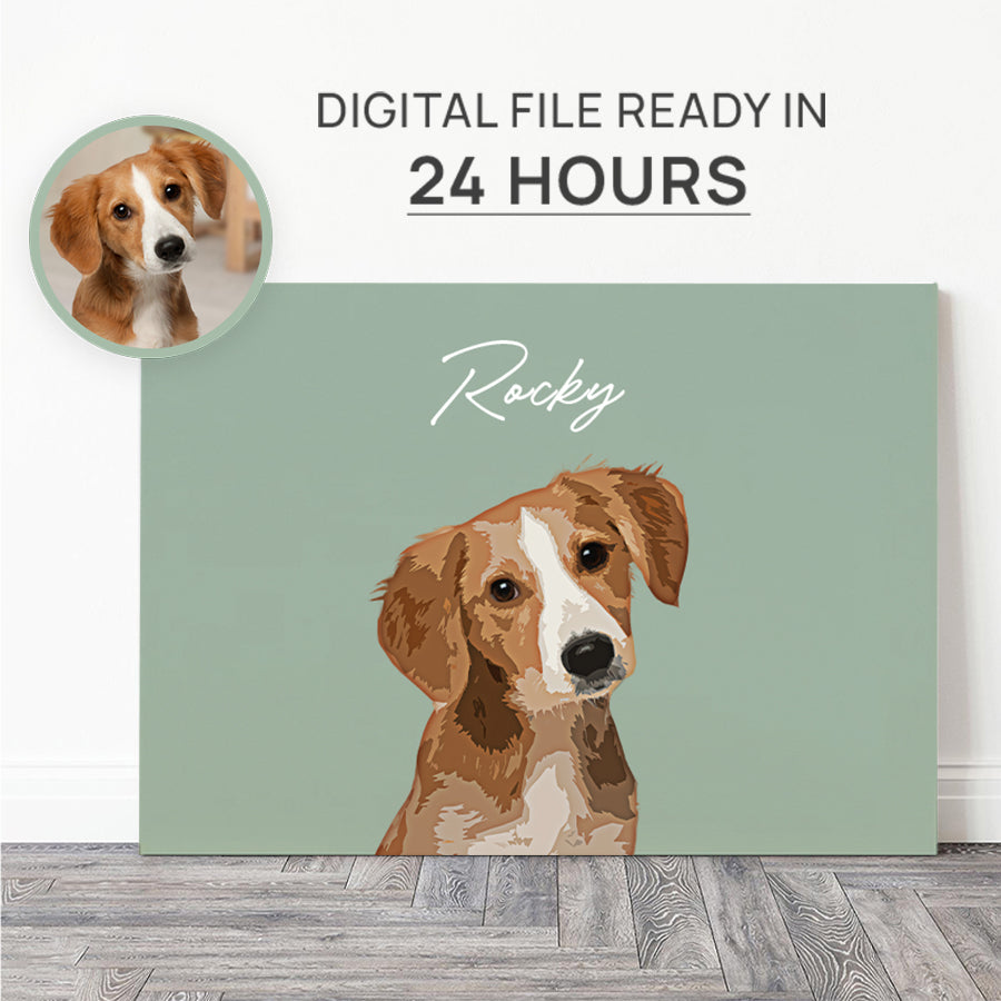 Lovely Customized Pet Portrait Cartoon Horizontal Canvas - Gift for Dog Lovers
