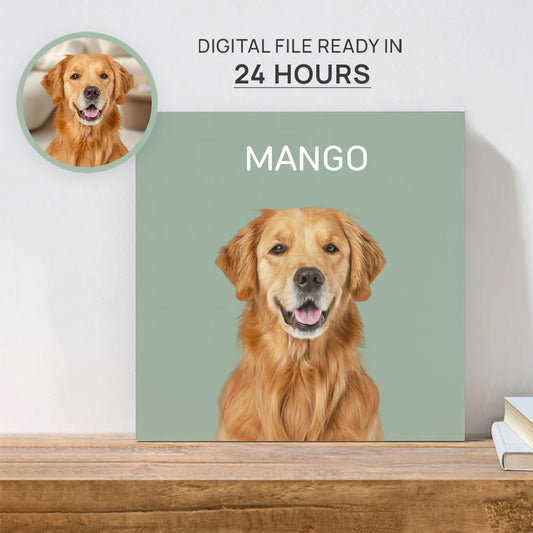 Super Adorable Custom Pet Portrait Square Canvas - Gift For Dog Lovers