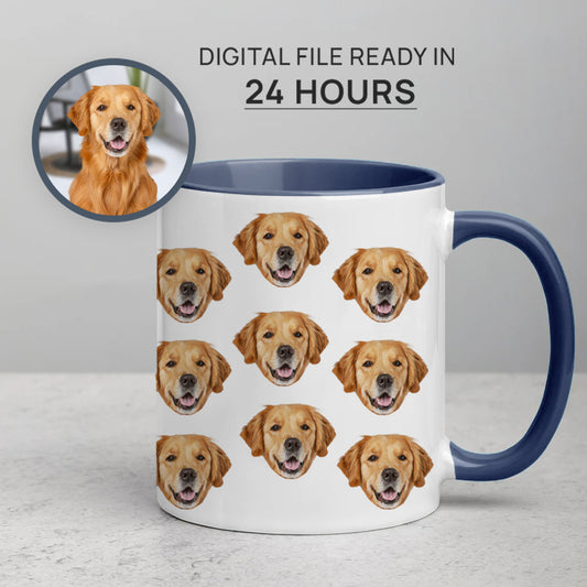 Personalized Adorable Pet Face Accent Mug - Gift for Pet Lovers