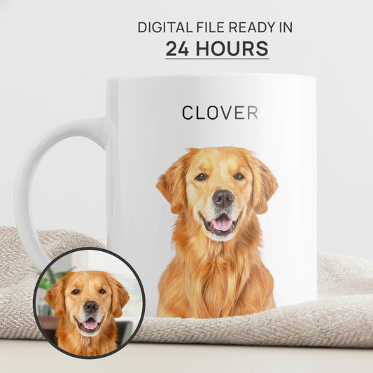 Personalized Colorful Pet Portrait White Mug - Gift For Pet Lovers