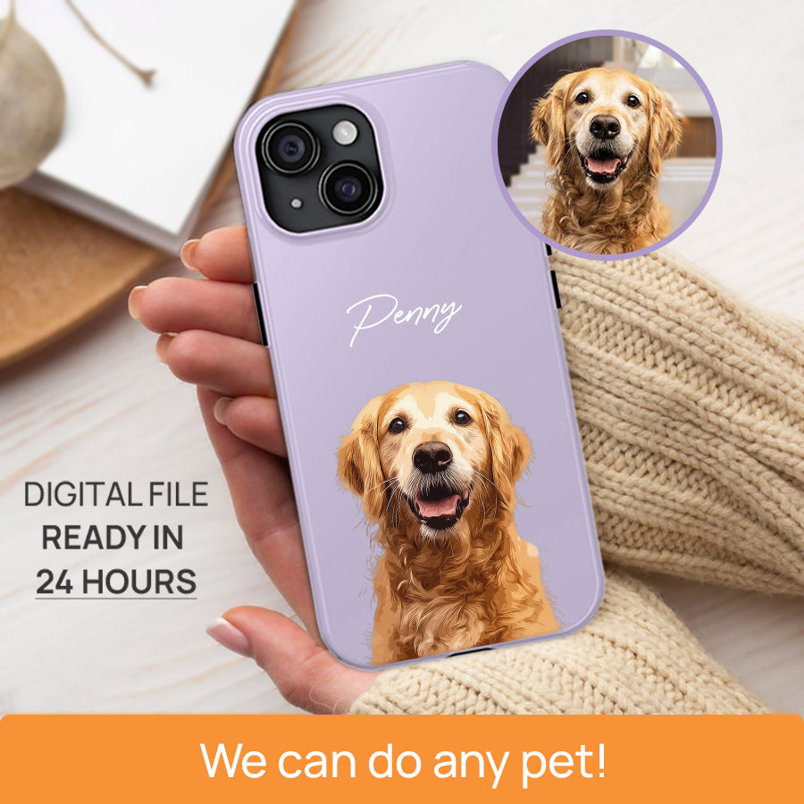 Personalized Adorable Pet Portrait Tough Phone Case - Gift For Pet Lovers