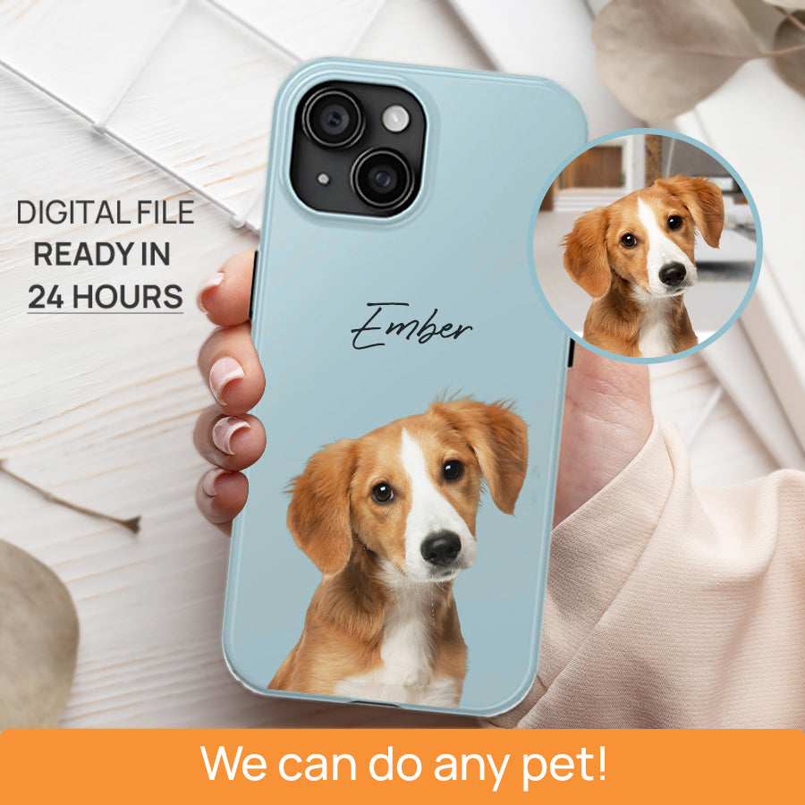 Personalized Colorful Pet Portrait Tough Phone Case - Gift For Cat Lovers