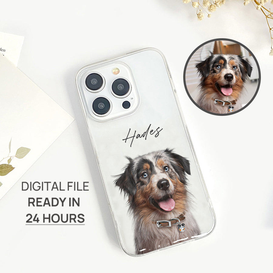 Personalized Colorful Pet Portrait Clear Phone Case - Gift For Pet Lovers
