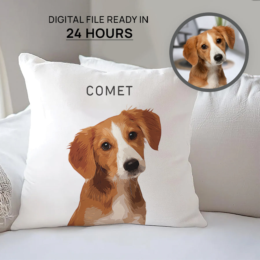 Super Adorable Custom Dog Portrait Cartoon Square Pillow - Gift For Pet Lovers