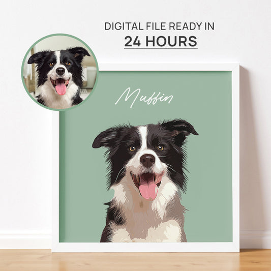 Super Adorable Customized Pet Cartoon Square Frame Poster - Gift For Dog Lovers