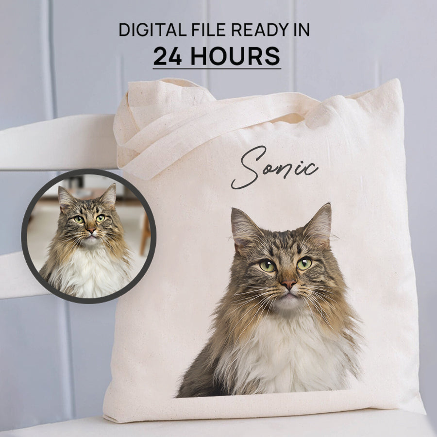 Personalized Colorful Pet Portrait Tote Bag - Gift for Pet Lovers