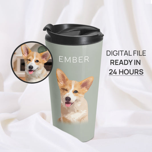 Personalized Adorable Pet Portrait Flip-top Lid Tumbler - Gift For Pet Lovers