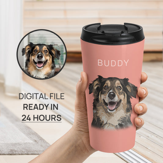 Personalized Attractive Pet Portrait Flip-top Lid Tumbler - Gift For Pet Lovers