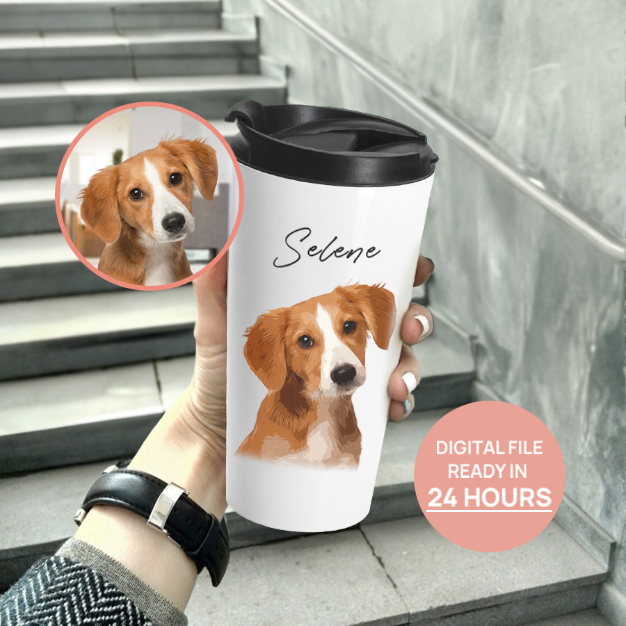 Personalized Impressive Pet Portrait Flip-top Lid Tumbler - Gift For Pet Lovers
