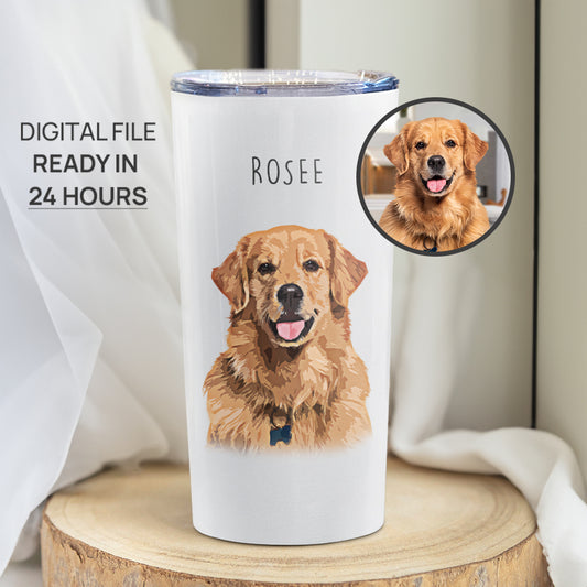 Personalized Super Cute Pet Portrait Push-on Lid Tumbler - Gift For Pet Lovers