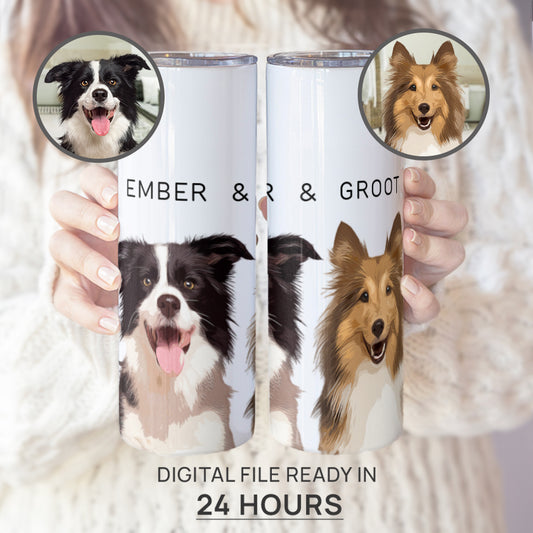 Personalized Adorable Pet Portrait Tumbler with Straw - Gift for Pet Lovers