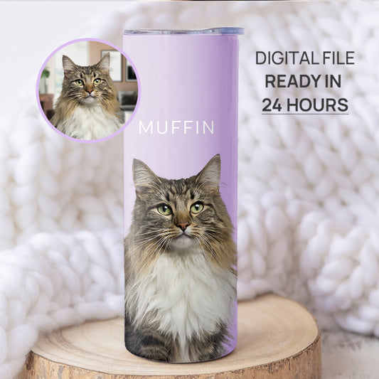 Personalized Super Cute Pet Portrait Tumbler with Straw - Gift for Cat Lovers