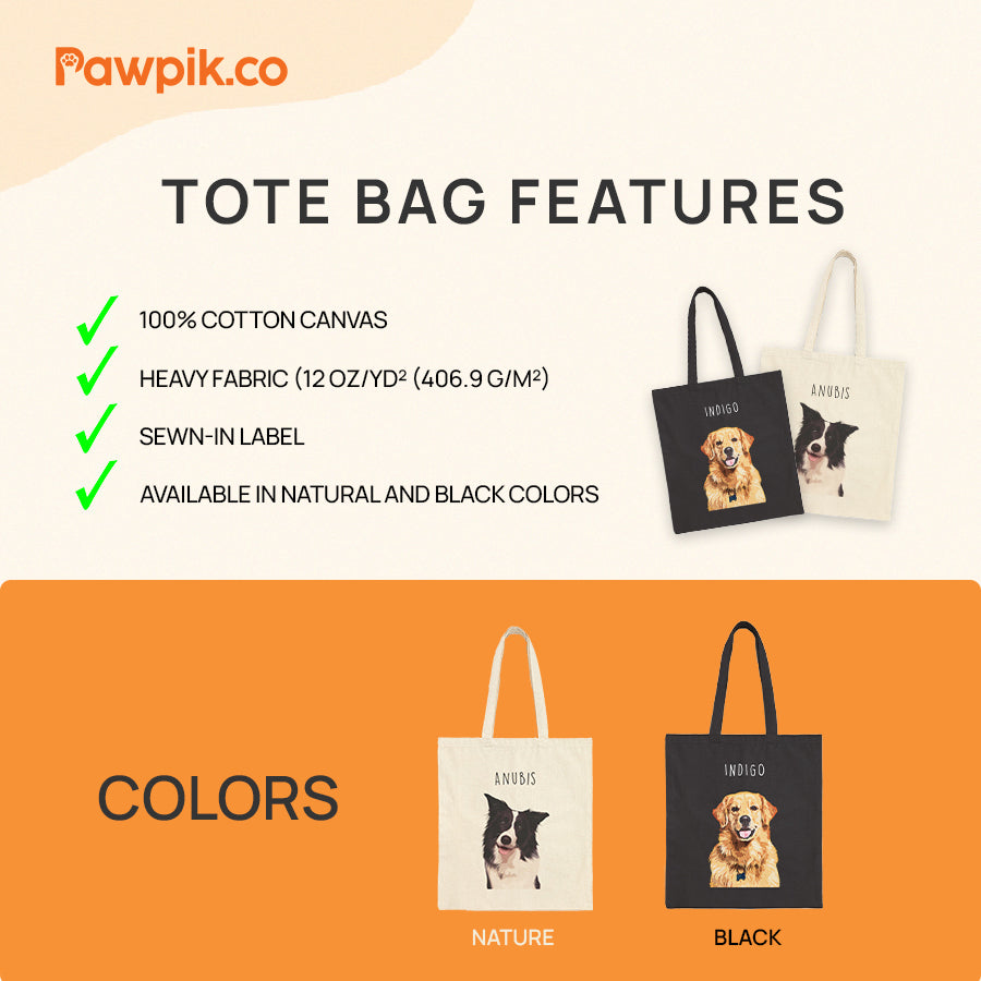 Personalized Colorful Pet Portrait Tote Bag - Gift for Pet Lovers