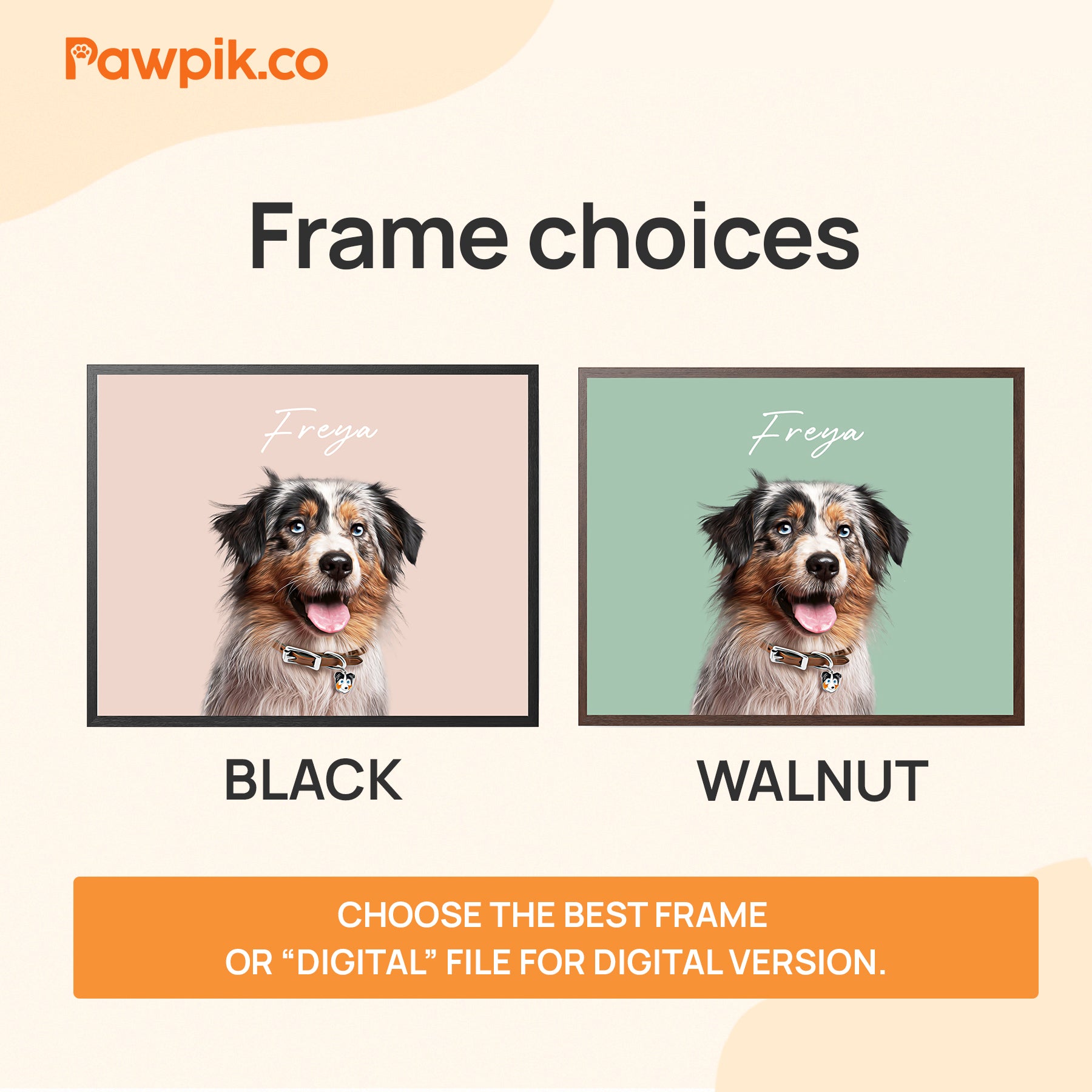 Lovely Personalized Pet Portrait Horizontal Frame Canvas - Gift for Friends