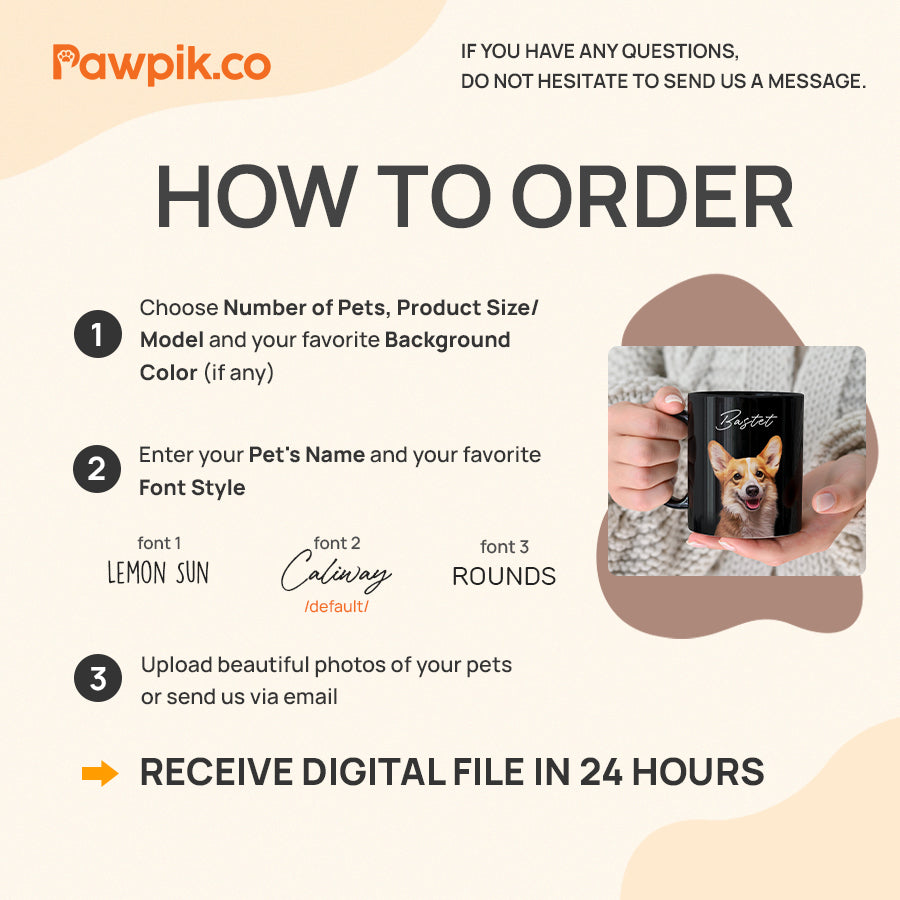 Personalized Colorful Pet Portrait Black Mug - Gift For Cat Lovers