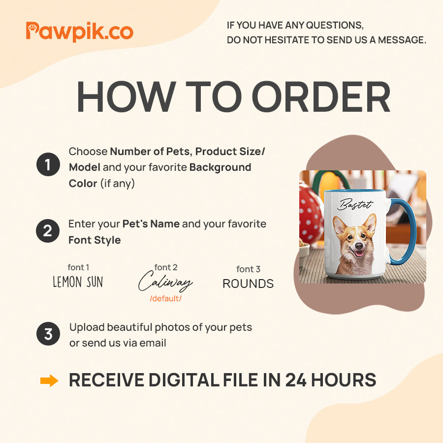 Personalized Adorable Pet Portrait Accent Mug - Gift for Pet Lovers