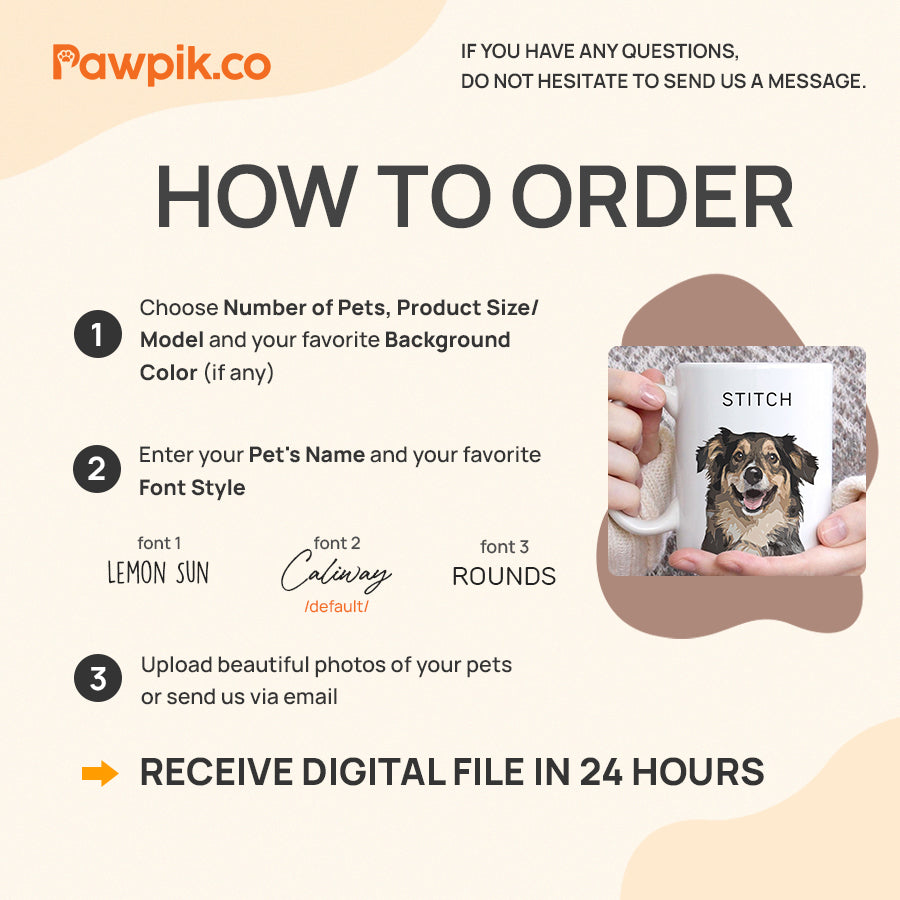 Personalized Colorful Pet Portrait White Mug - Gift For Pet Lovers